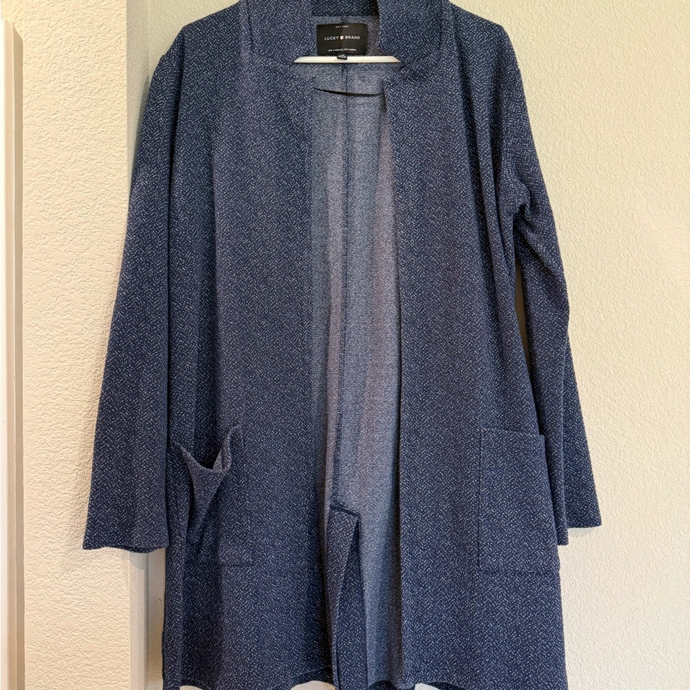 Elegant Blue Long Cardigan Sweater